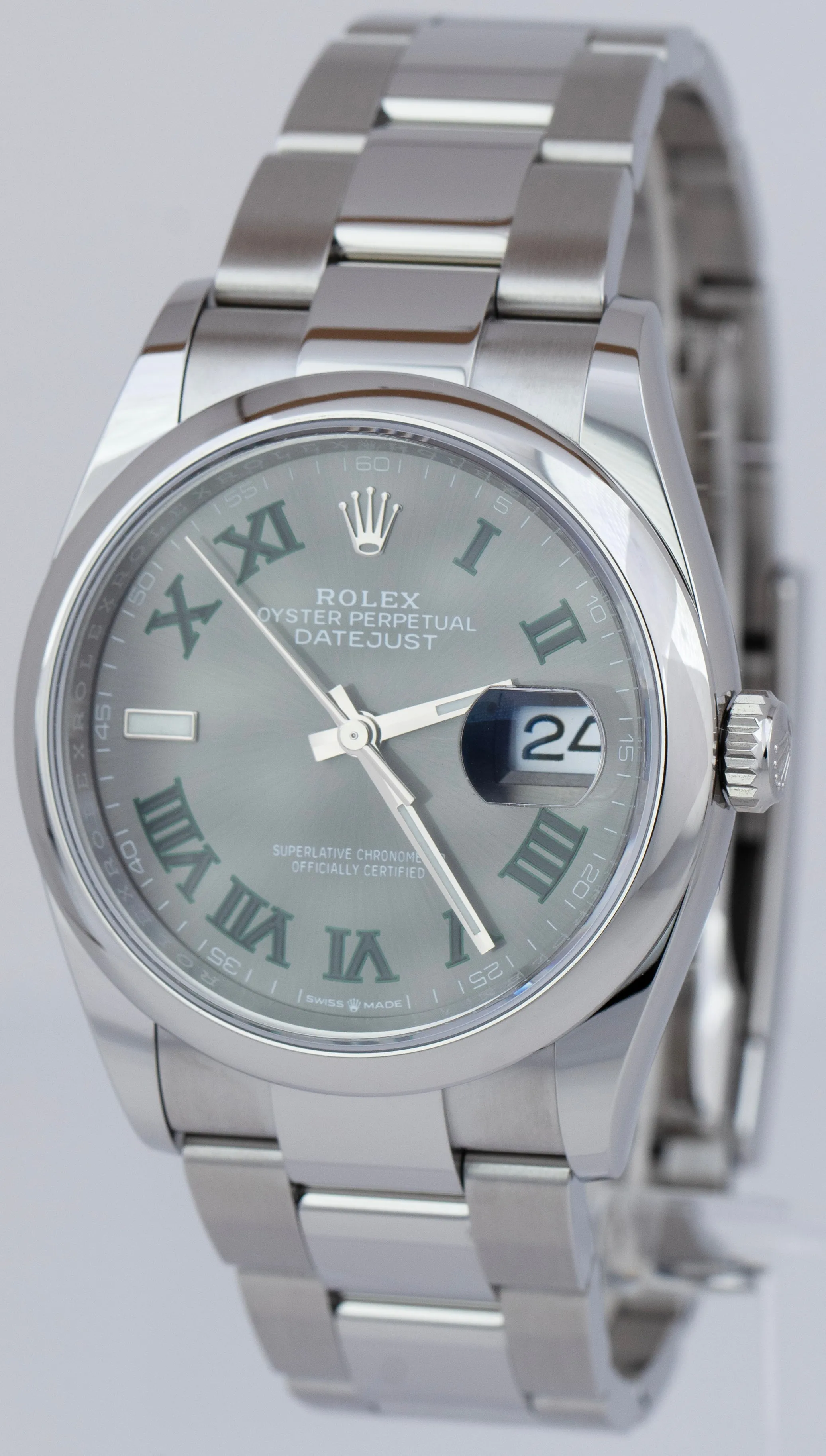 NEW OCT. 2022 Rolex DateJust 36mm Wimbledon Grey Stainless Oyster Watch 126200