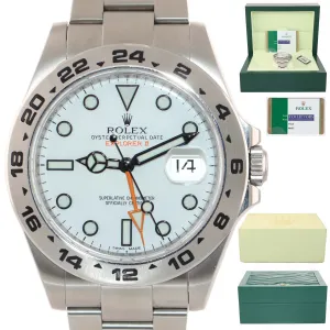 NEW PAPERS 2019 Rolex Explorer II 42mm 216570 White Polar Steel GMT Date Watch