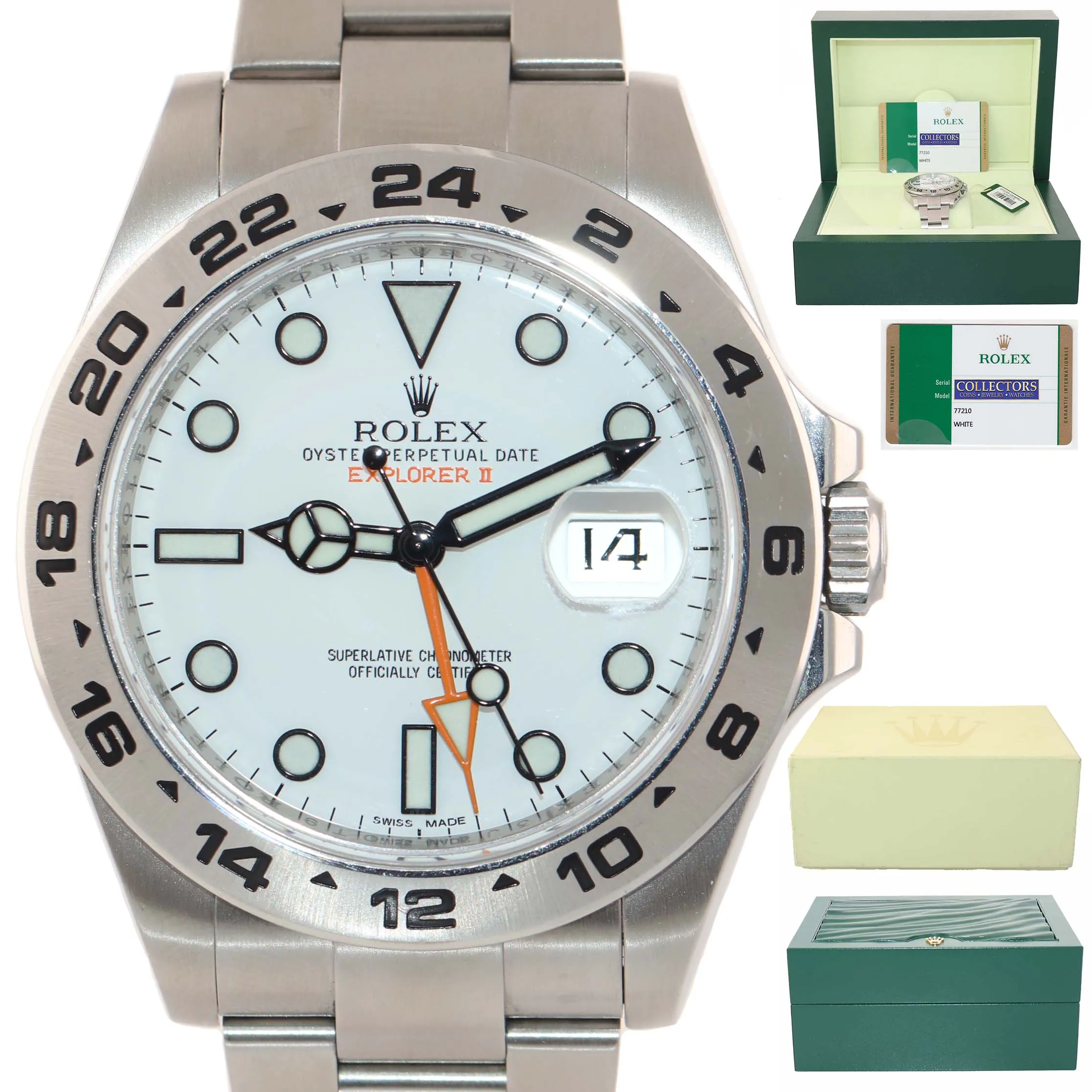 NEW PAPERS 2019 Rolex Explorer II 42mm 216570 White Polar Steel GMT Date Watch