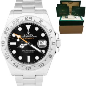NEW STICKERED 2021 Rolex Explorer II 42mm Black Orange Steel Date Watch 226570