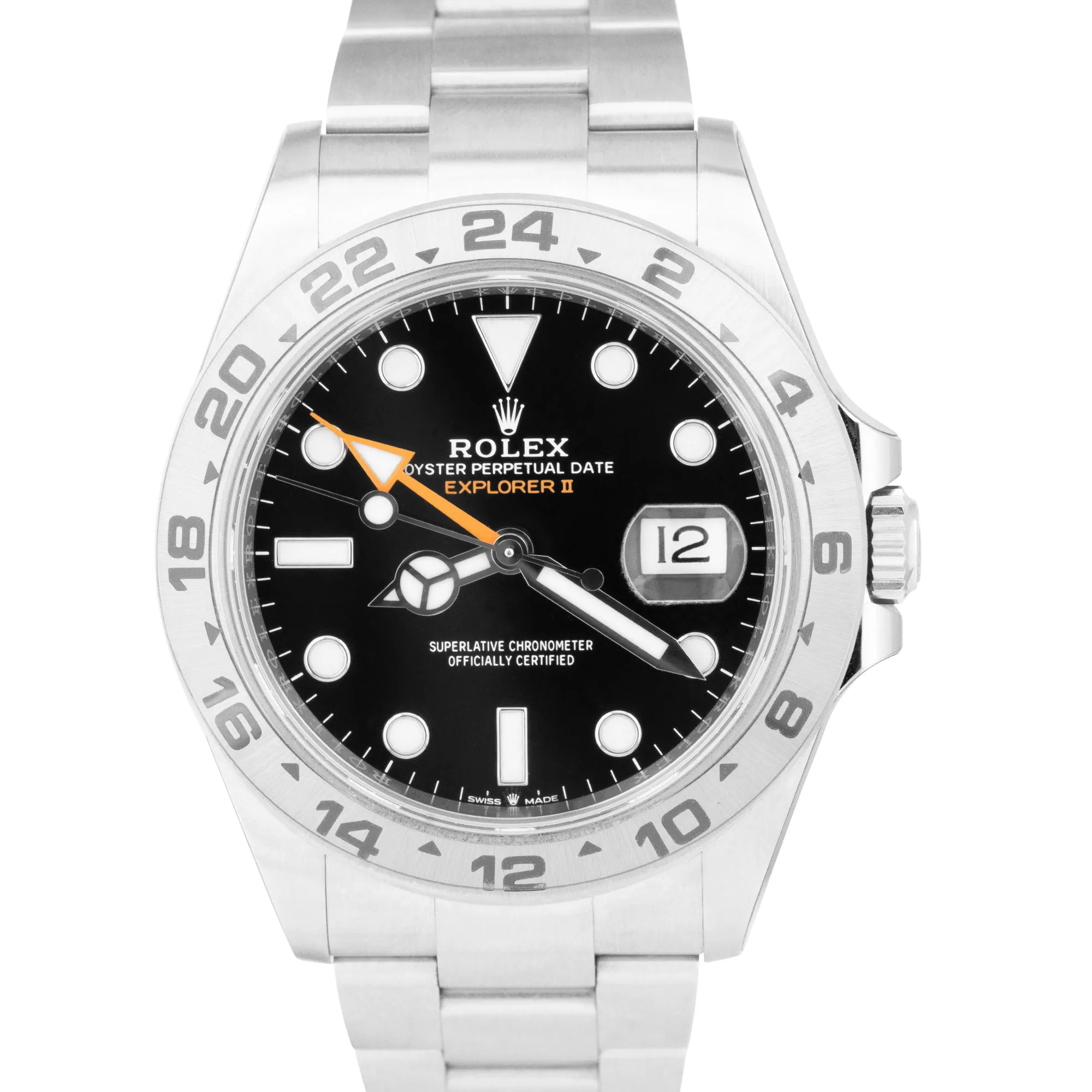 NEW STICKERED 2021 Rolex Explorer II 42mm Black Orange Steel Date Watch 226570