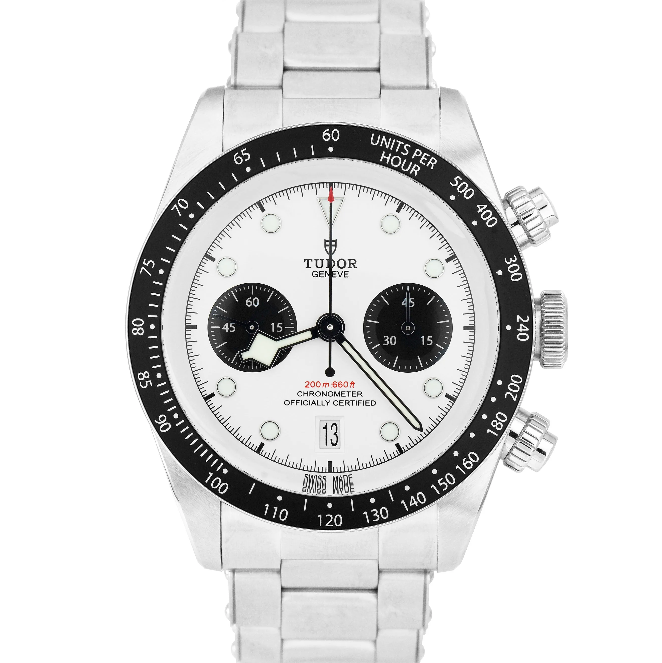 NEW STICKERED JULY 2021 Tudor Black Bay Chrono PANDA 41mm White Watch 79360 B P