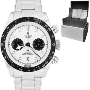 NEW STICKERED JULY 2021 Tudor Black Bay Chrono PANDA 41mm White Watch 79360 B P