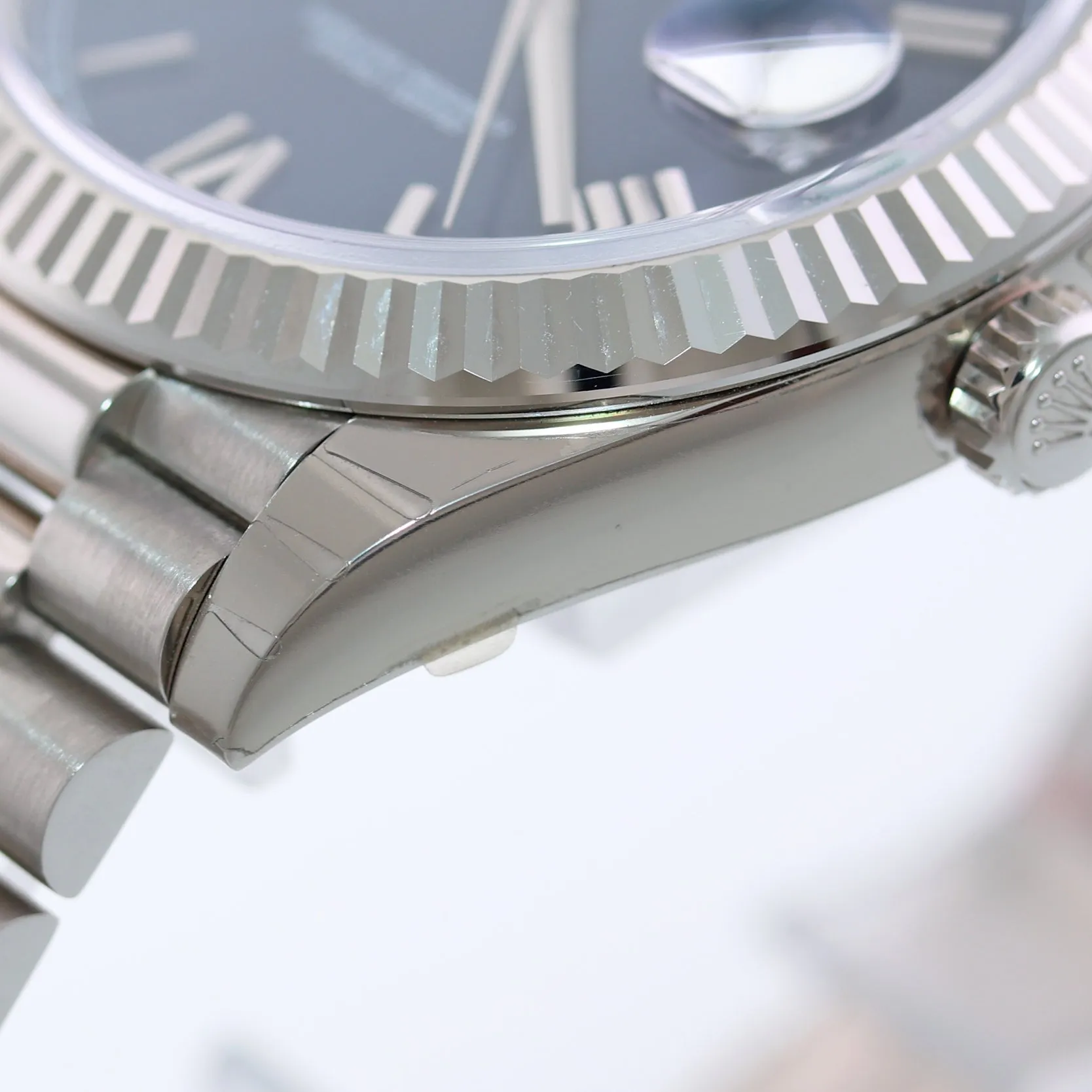NEW STICKERS Rolex 40 White Gold President Day Date Blue Roman 228239 Watch