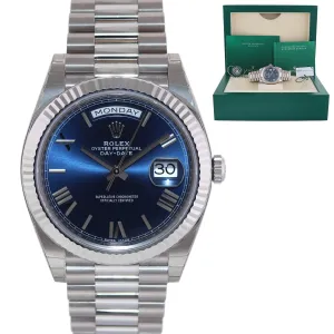NEW STICKERS Rolex 40 White Gold President Day Date Blue Roman 228239 Watch