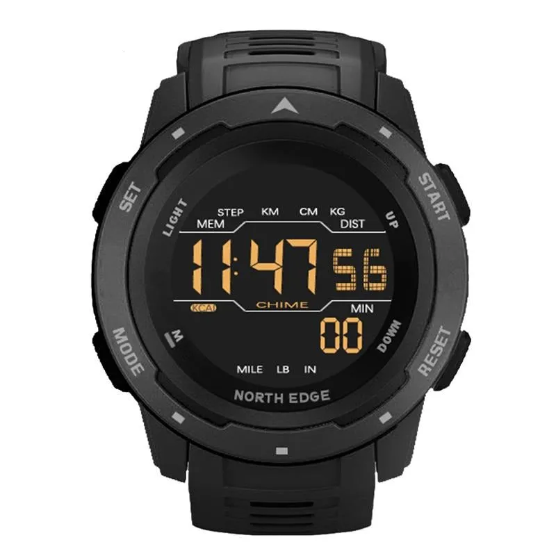 North Edge MARS Men's Military Sports Watch – Yellow | Dual Time & Pedometer