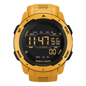 North Edge MARS Men's Military Sports Watch – Yellow | Dual Time & Pedometer