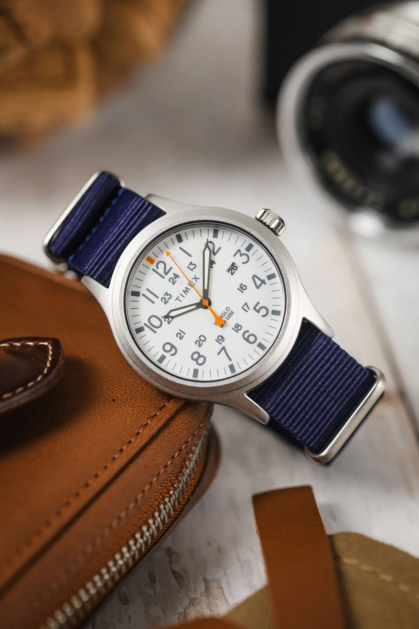 Nylon Watch Strap in BLUE with Brushed Buckle and Keepers