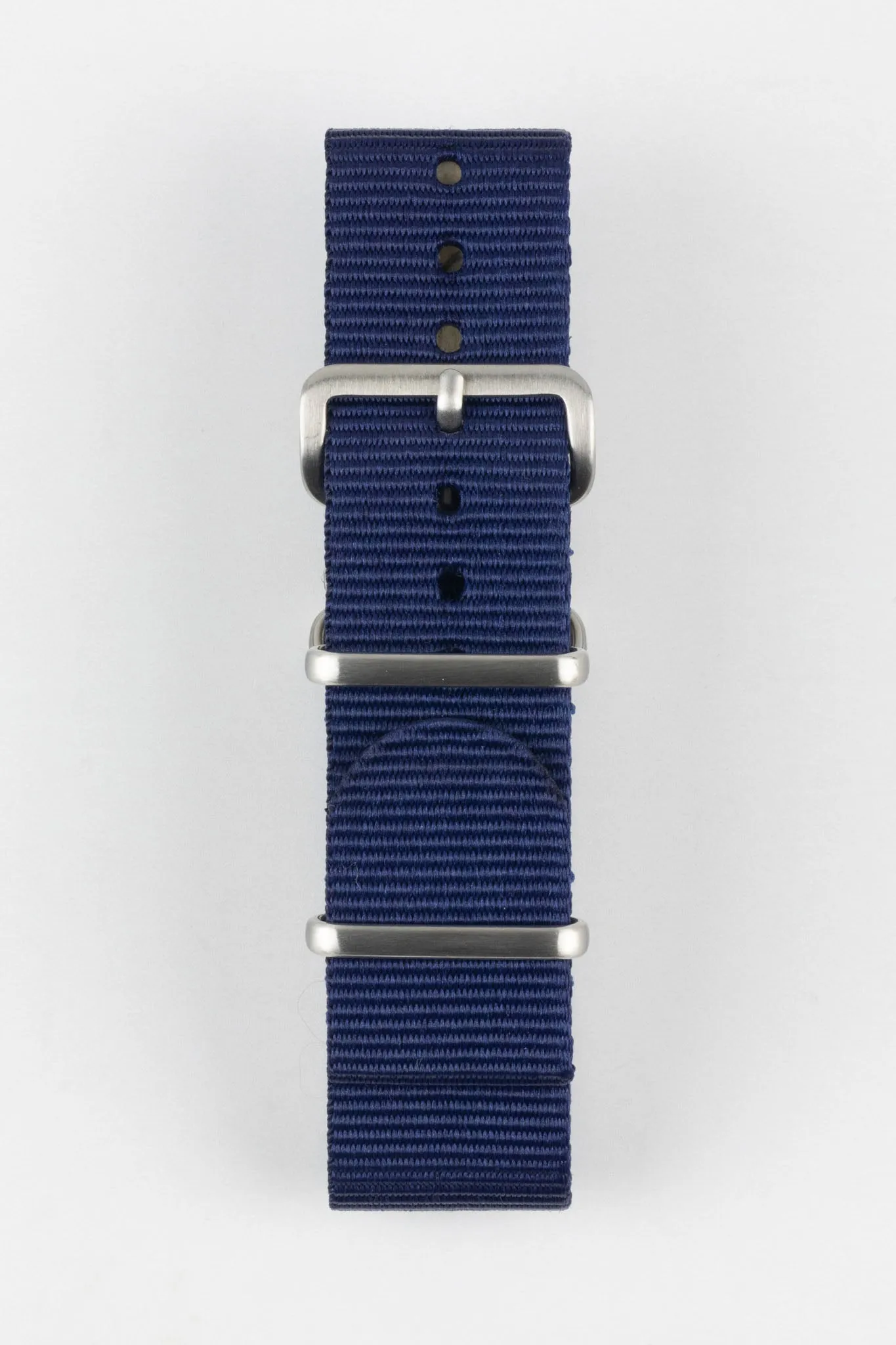 Nylon Watch Strap in BLUE with Brushed Buckle and Keepers