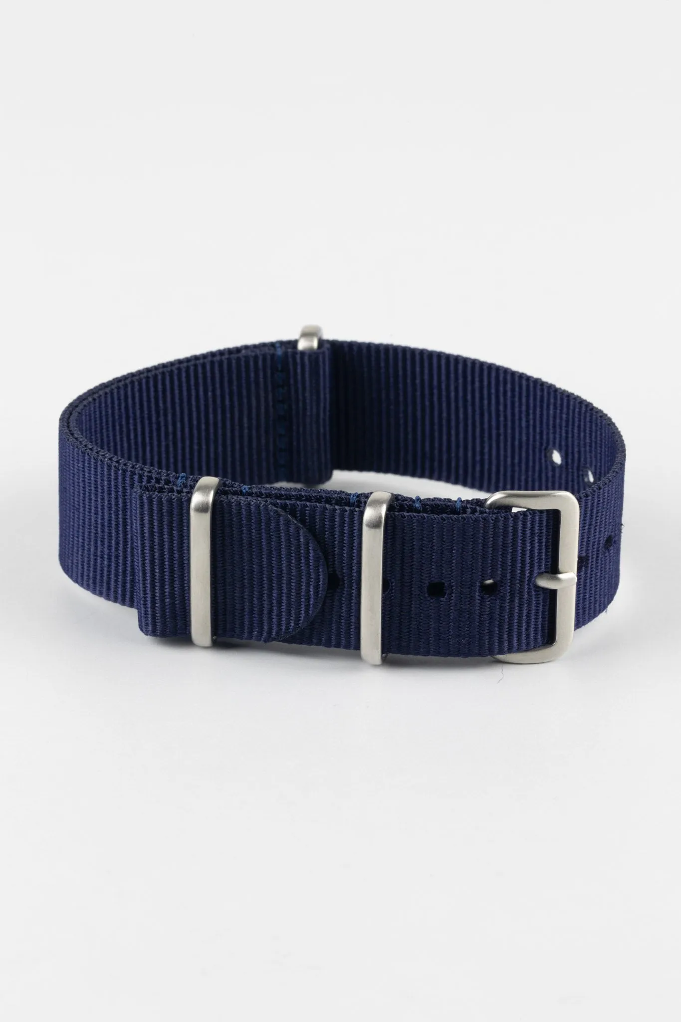Nylon Watch Strap in BLUE with Brushed Buckle and Keepers