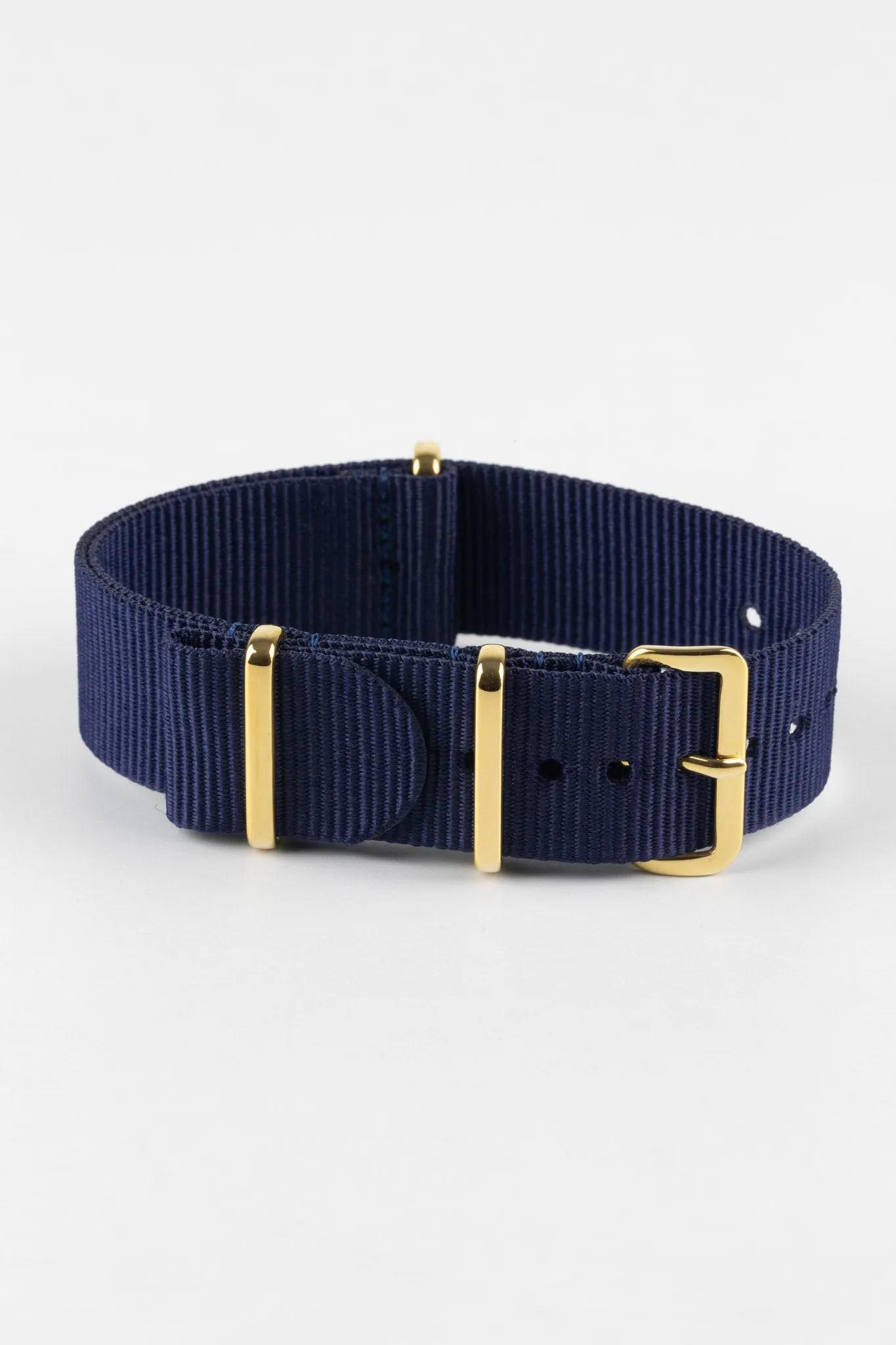 Nylon Watch Strap in BLUE with Gold Buckle and Keepers