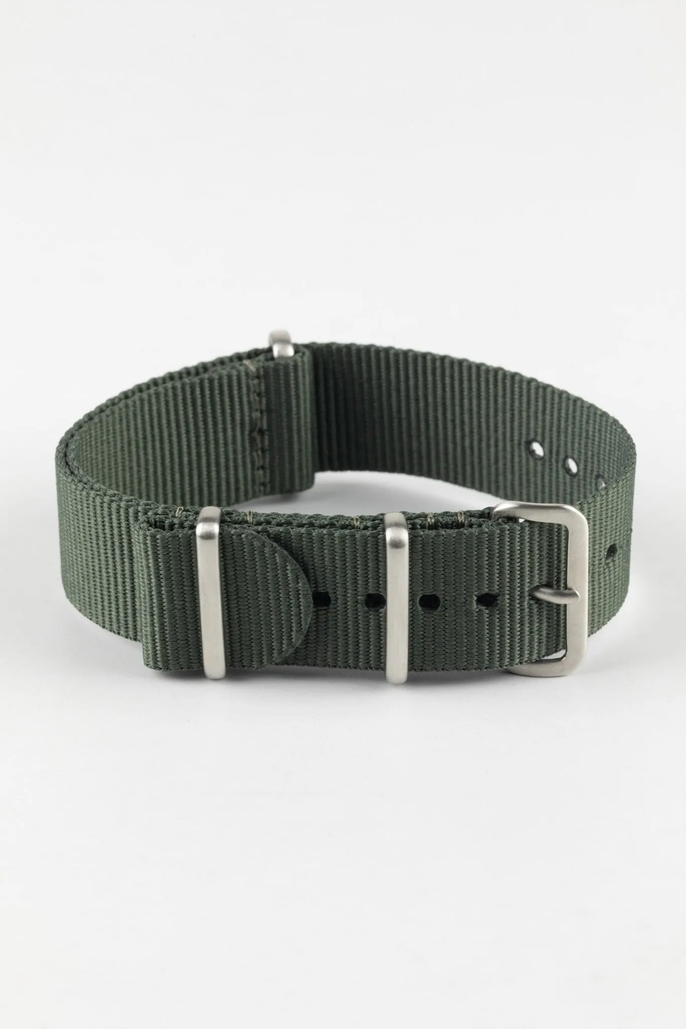 Nylon Watch Strap in DARK GREY with Brushed Buckle & Keepers