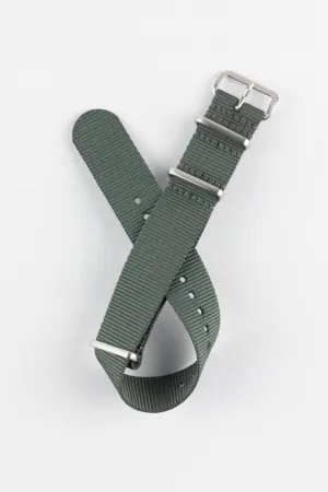 Nylon Watch Strap in DARK GREY with Brushed Buckle & Keepers