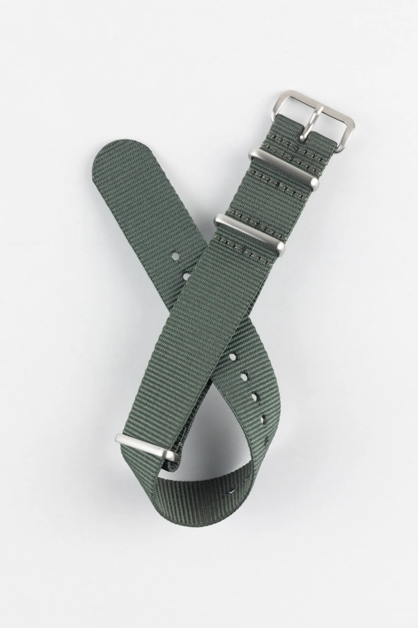Nylon Watch Strap in DARK GREY with Brushed Buckle & Keepers