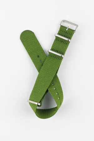 Nylon Watch Strap in GREEN with Brushed Buckle and Keepers