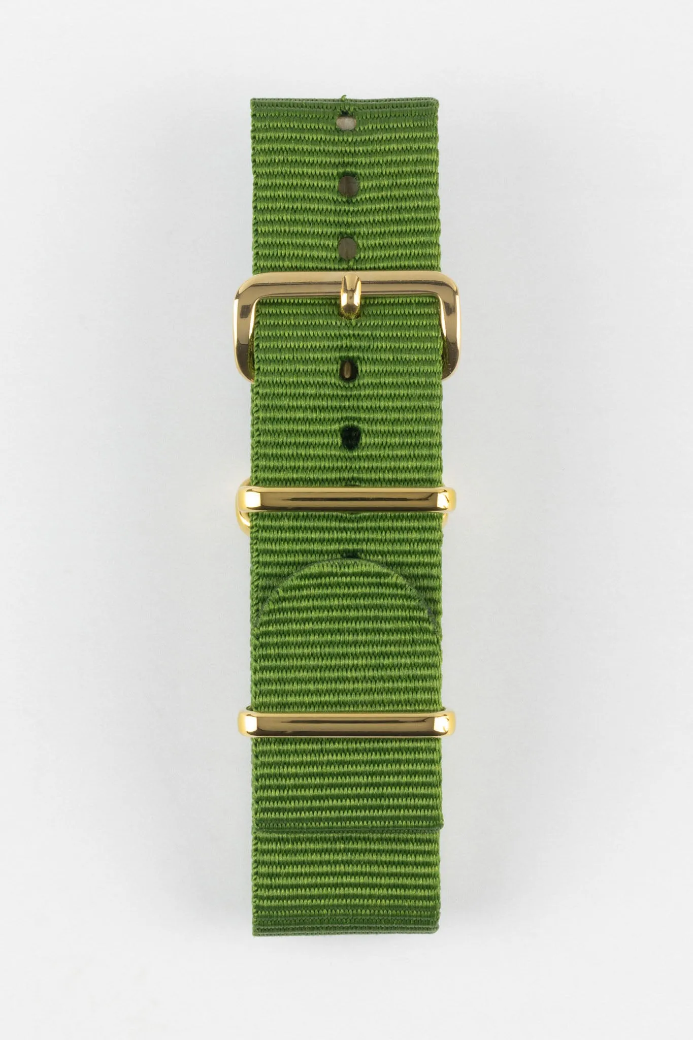 Nylon Watch Strap in GREEN with Gold Buckle and Keepers