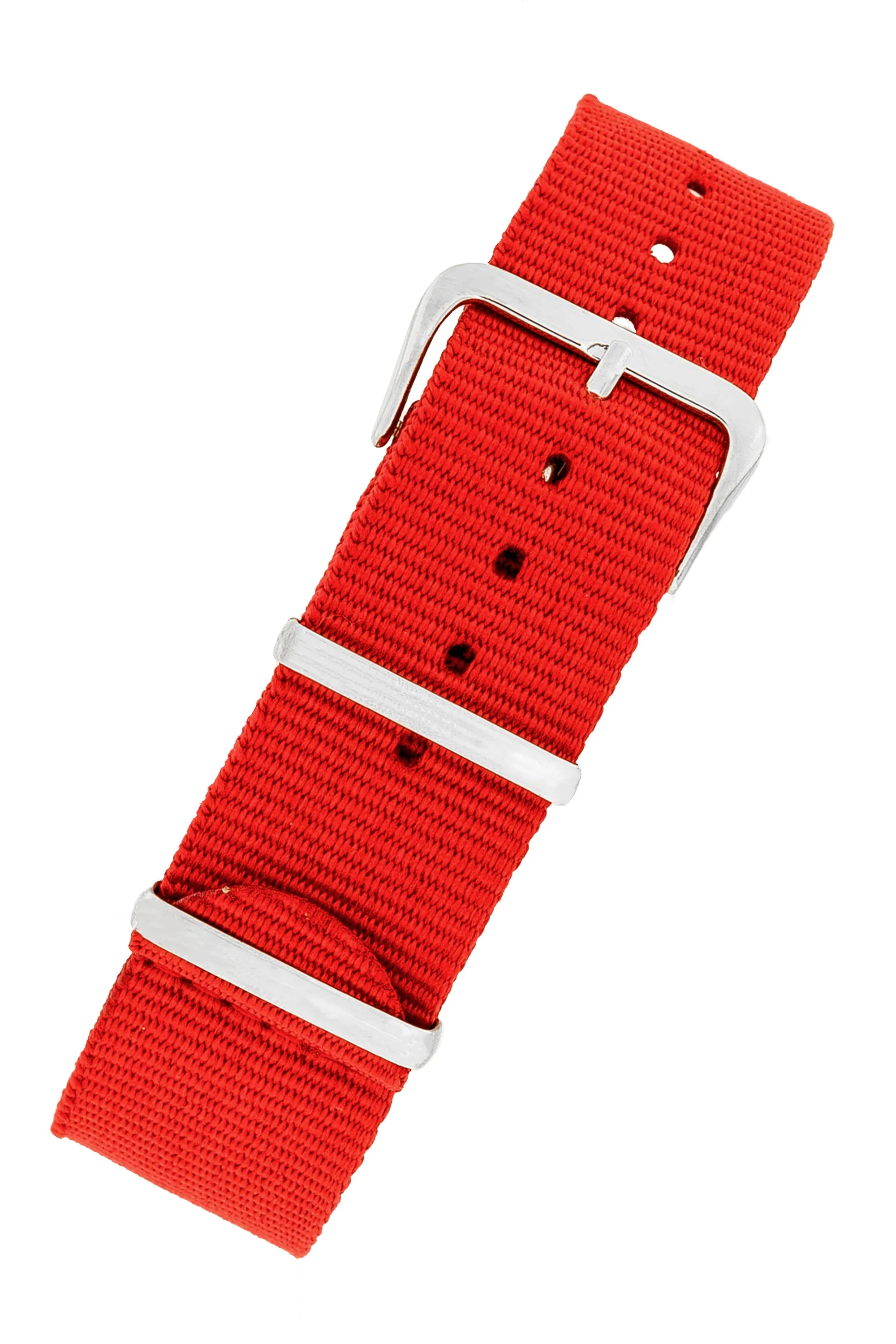 Nylon Watch Strap in RED with Polished Buckle and Keepers