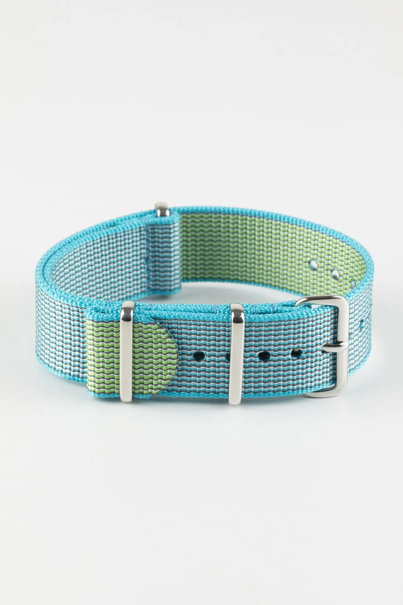 Nylon Watch Strap in SKY BLUE with Polished Buckle and Keepers