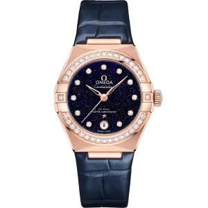 Omega Constellation 29 mm, Sedna™ gold on leather strap