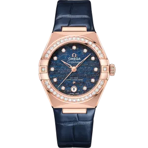 Omega Constellation 29 mm, Sedna™ gold on leather strap