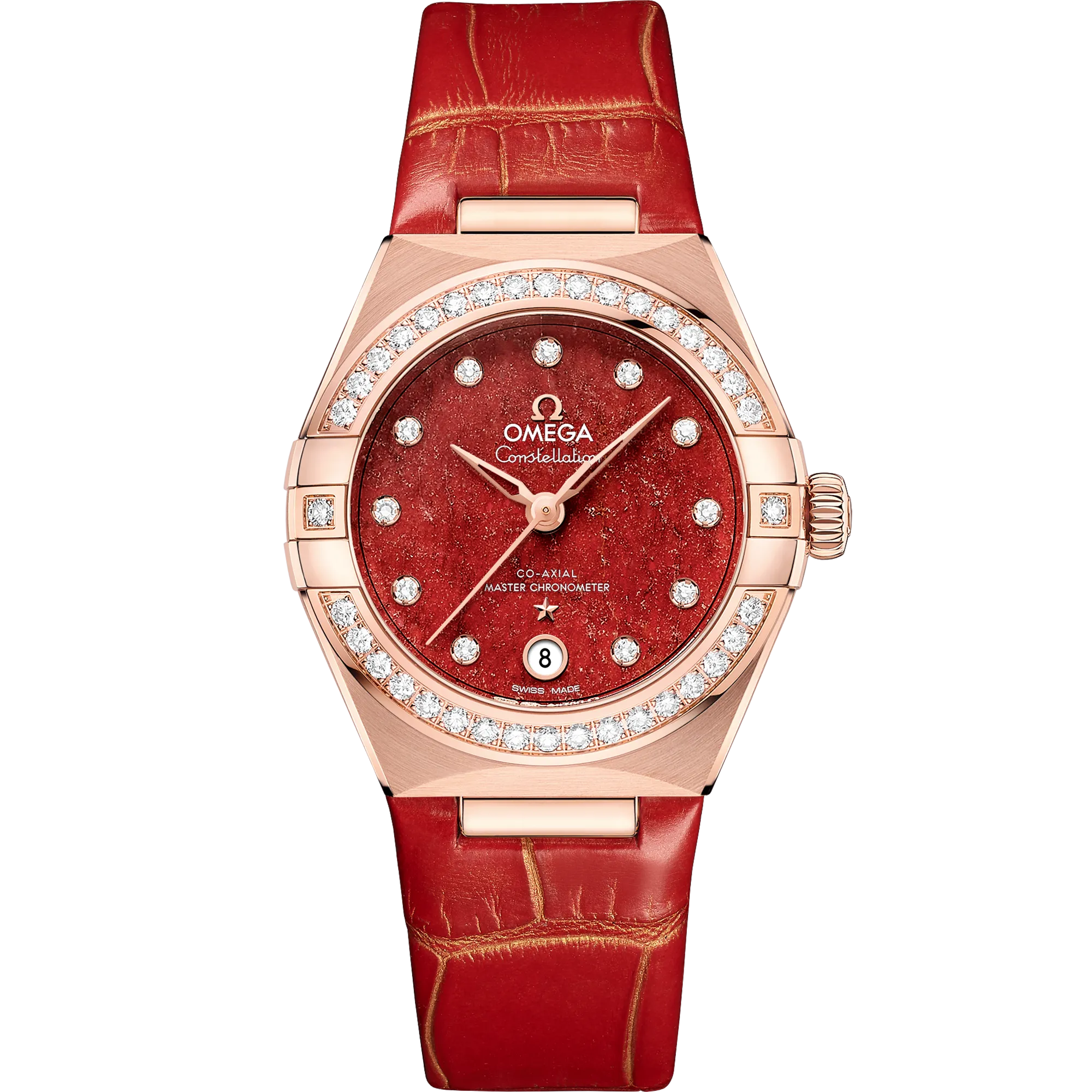 Omega Constellation 29 mm, Sedna™ gold on leather strap