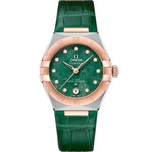 Omega Constellation 29 mm, steel - Sedna™ gold on leather strap
