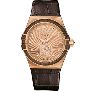 Omega Constellation 35 mm, red gold on leather strap