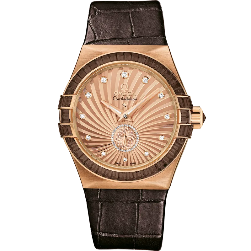 Omega Constellation 35 mm, red gold on leather strap