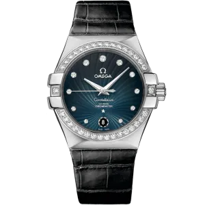 Omega Constellation 35 mm, steel on leather strap