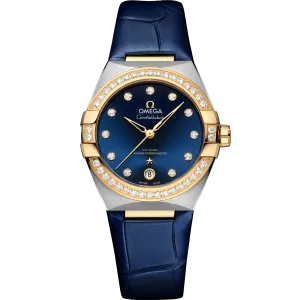 Omega Constellation 36 mm, steel - yellow gold on leather strap