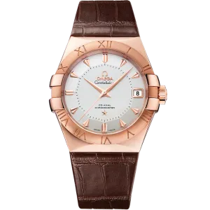 Omega Constellation 38 mm, Sedna™ gold on leather strap