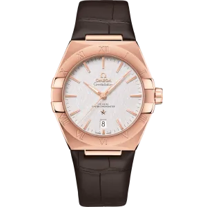 Omega Constellation 39 mm, Sedna™ gold on leather strap