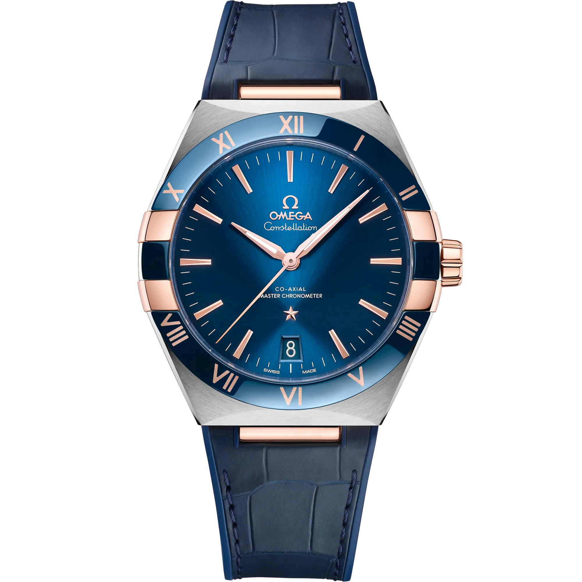 Omega Constellation 41 mm, steel - Sedna™ gold on leather strap
