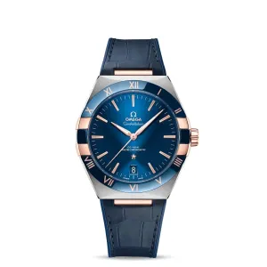 Omega Constellation 41mm Watch - Ref: 131.23.41.21.03.001 - Blue Index Dial, Two Tone Stainless Steel & 18K Rose Gold Bracelet