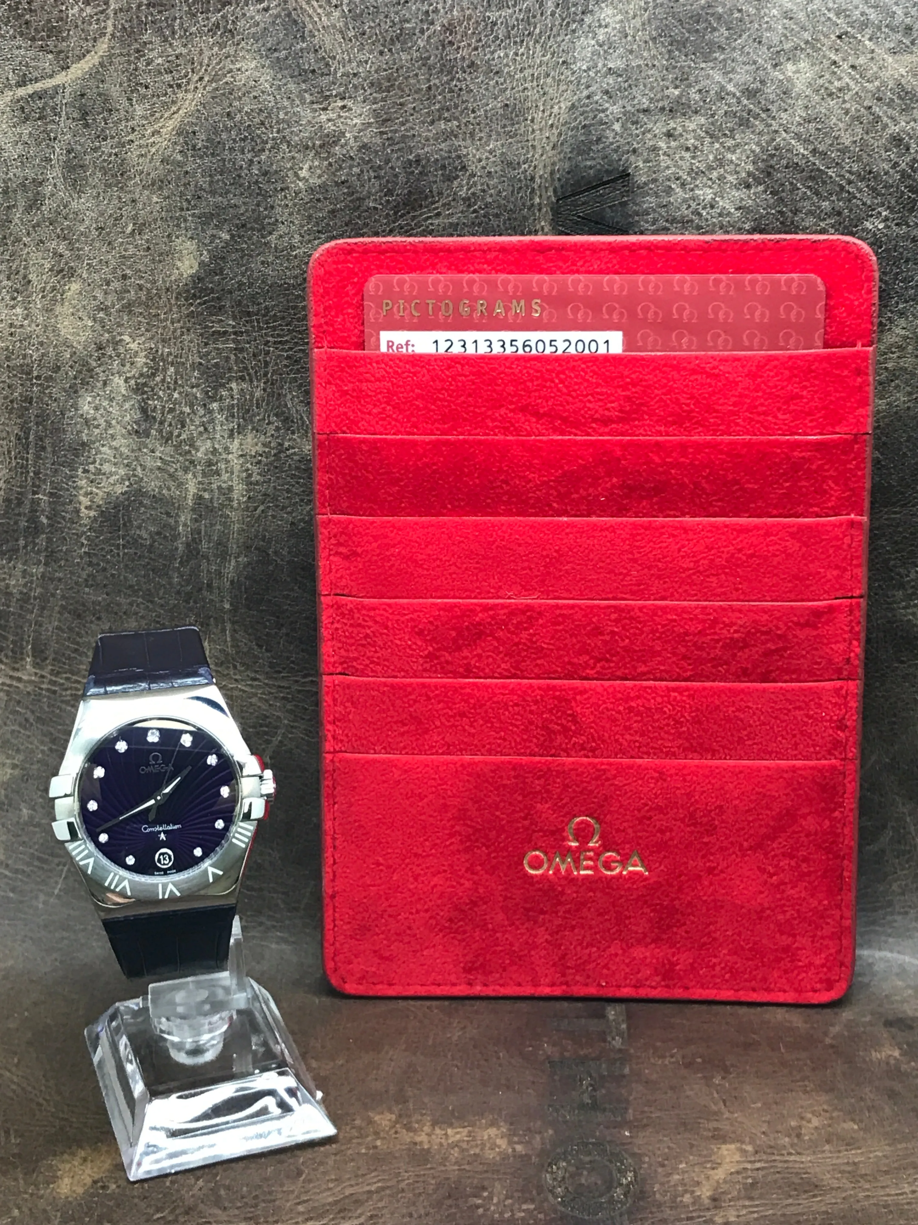 Omega Constellation Double Eagle 123.13.35.60.52.001 Purple Diamond Dial Quartz Women's Watch