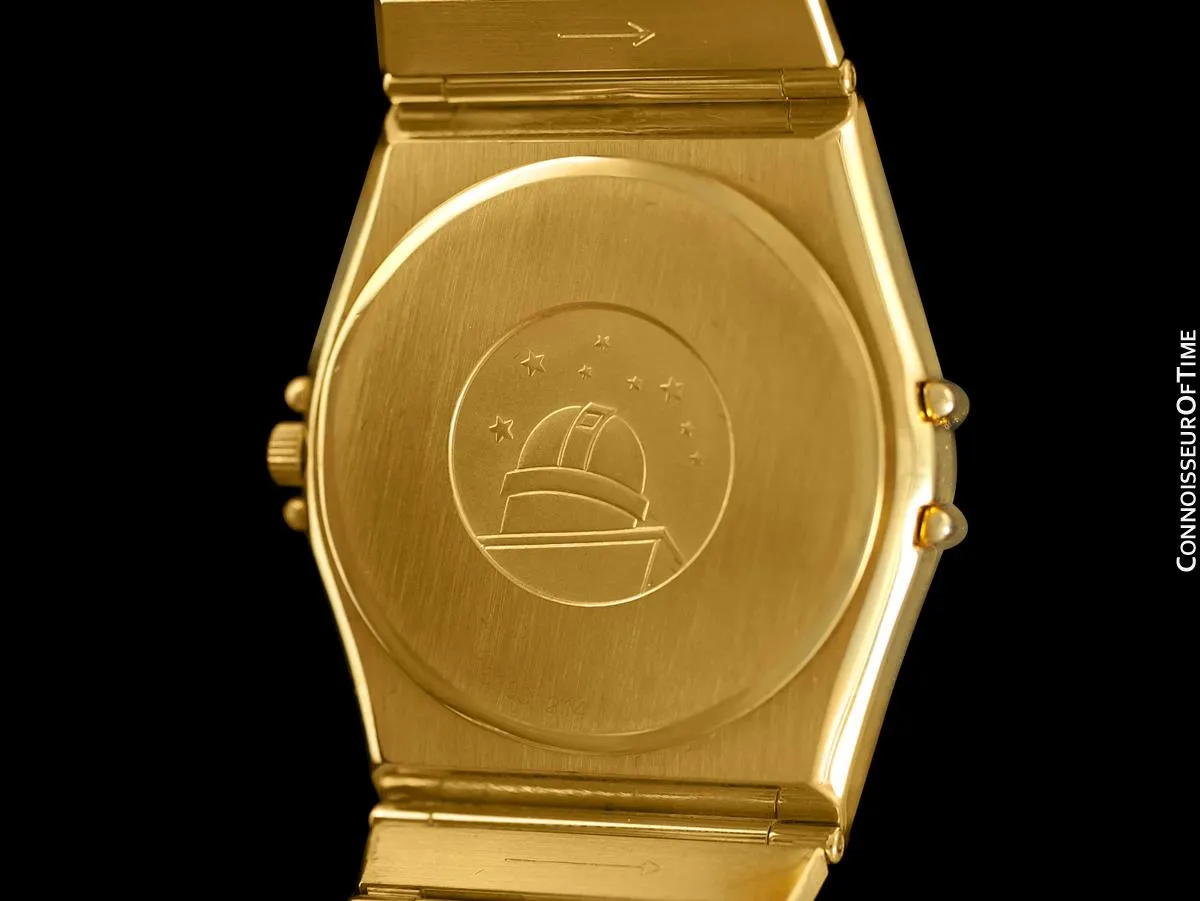 Omega Constellation Mens 35mm Money Green Dial Watch, Quartz, Date - 18K Gold Plated & Diamonds