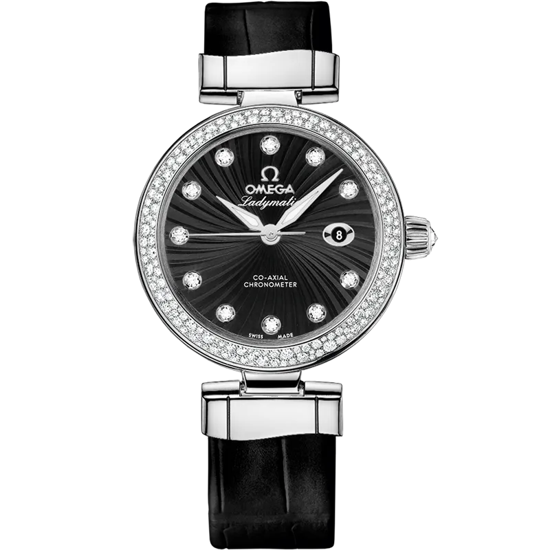 Omega De Ville Ladymatic 34 mm, steel on leather strap