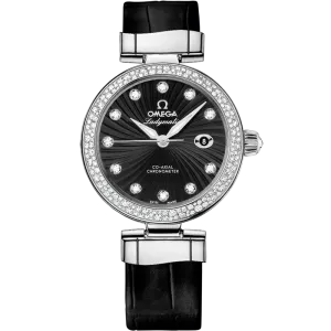 Omega De Ville Ladymatic 34 mm, steel on leather strap