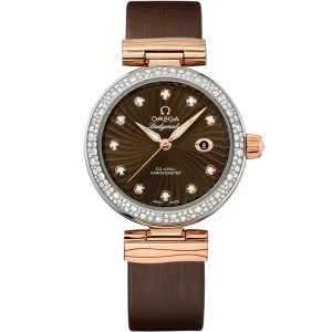 Omega De Ville Ladymatic 34 mm, steel - red gold on leather strap