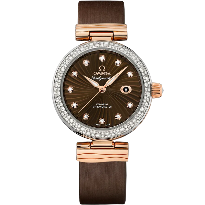 Omega De Ville Ladymatic 34 mm, steel - red gold on leather strap