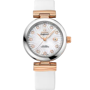 Omega De Ville Ladymatic 34 mm, steel - red gold on leather strap