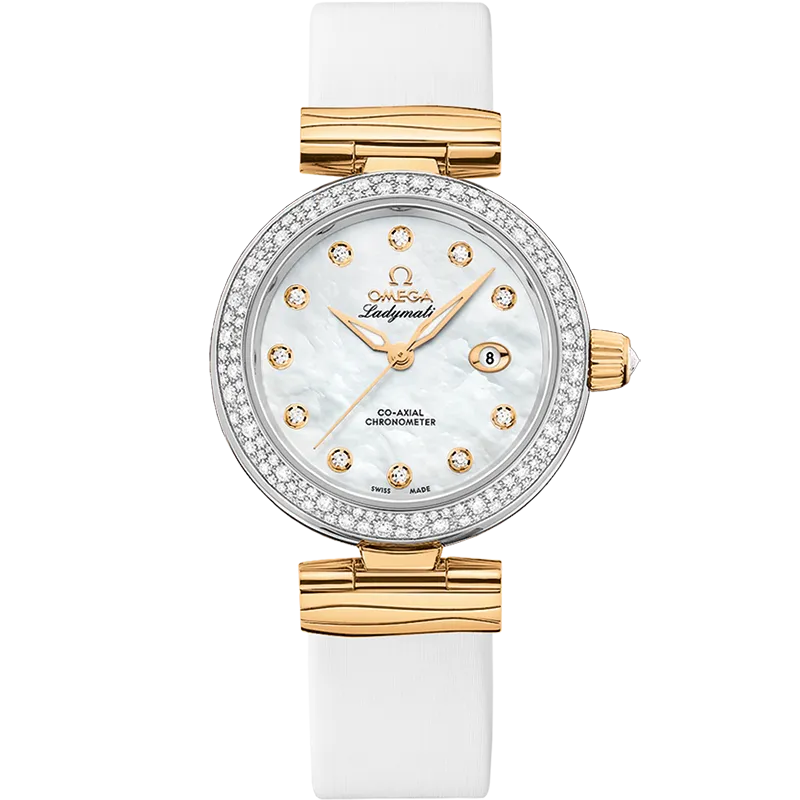 Omega De Ville Ladymatic 34 mm, steel - yellow gold on leather strap