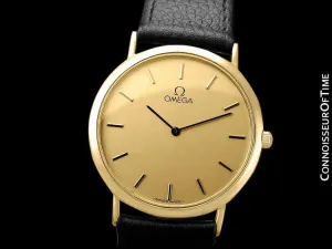 Omega De Ville Mens Midsize Ultra Thin Dress Watch - 18K Gold Plated & Stainless Steel