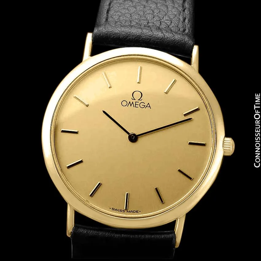 Omega De Ville Mens Midsize Ultra Thin Dress Watch - 18K Gold Plated & Stainless Steel