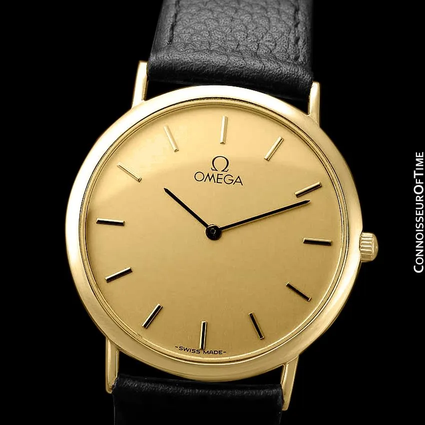 Omega De Ville Mens Midsize Ultra Thin Dress Watch - 18K Gold Plated & Stainless Steel