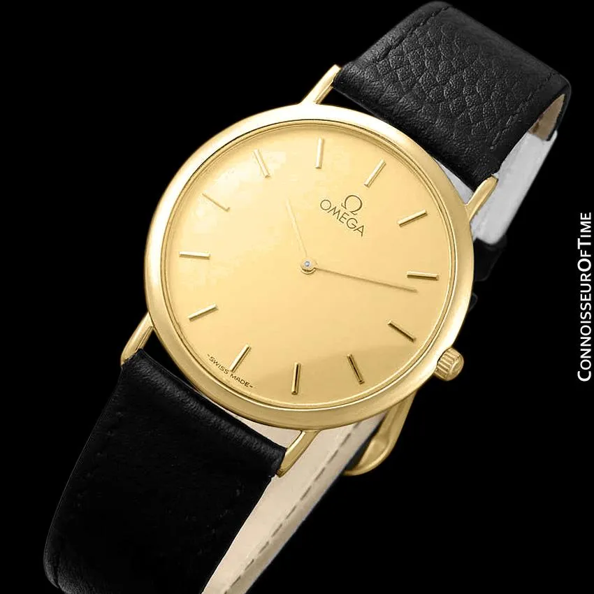 Omega De Ville Mens Midsize Ultra Thin Dress Watch - 18K Gold Plated & Stainless Steel