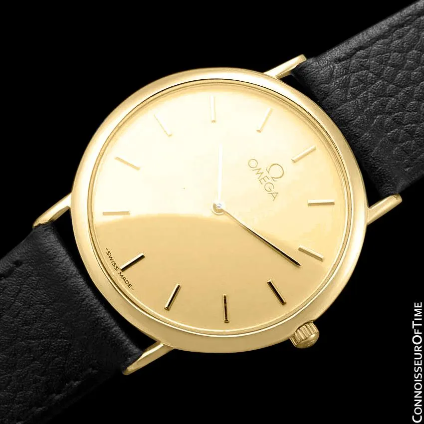 Omega De Ville Mens Midsize Ultra Thin Dress Watch - 18K Gold Plated & Stainless Steel