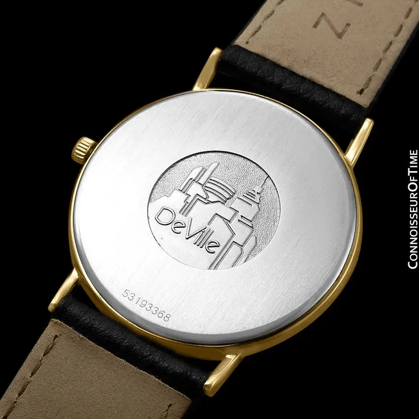 Omega De Ville Mens Midsize Ultra Thin Dress Watch - 18K Gold Plated & Stainless Steel