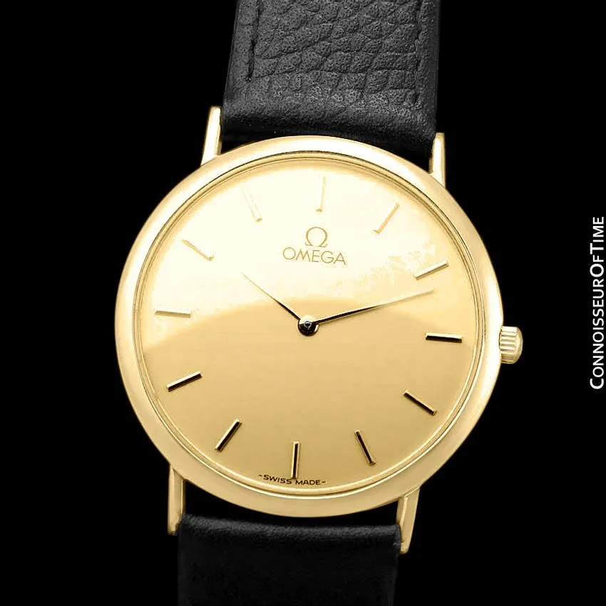Omega De Ville Mens Midsize Ultra Thin Dress Watch - 18K Gold Plated & Stainless Steel