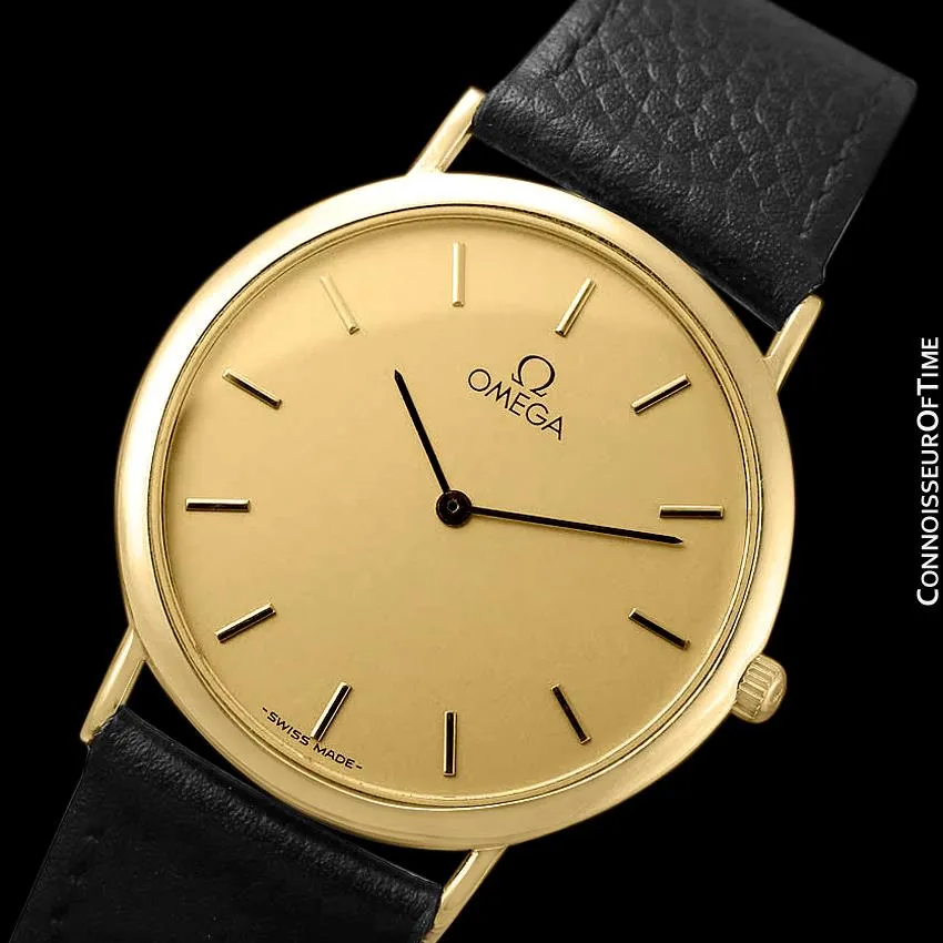 Omega De Ville Mens Midsize Ultra Thin Dress Watch - 18K Gold Plated & Stainless Steel